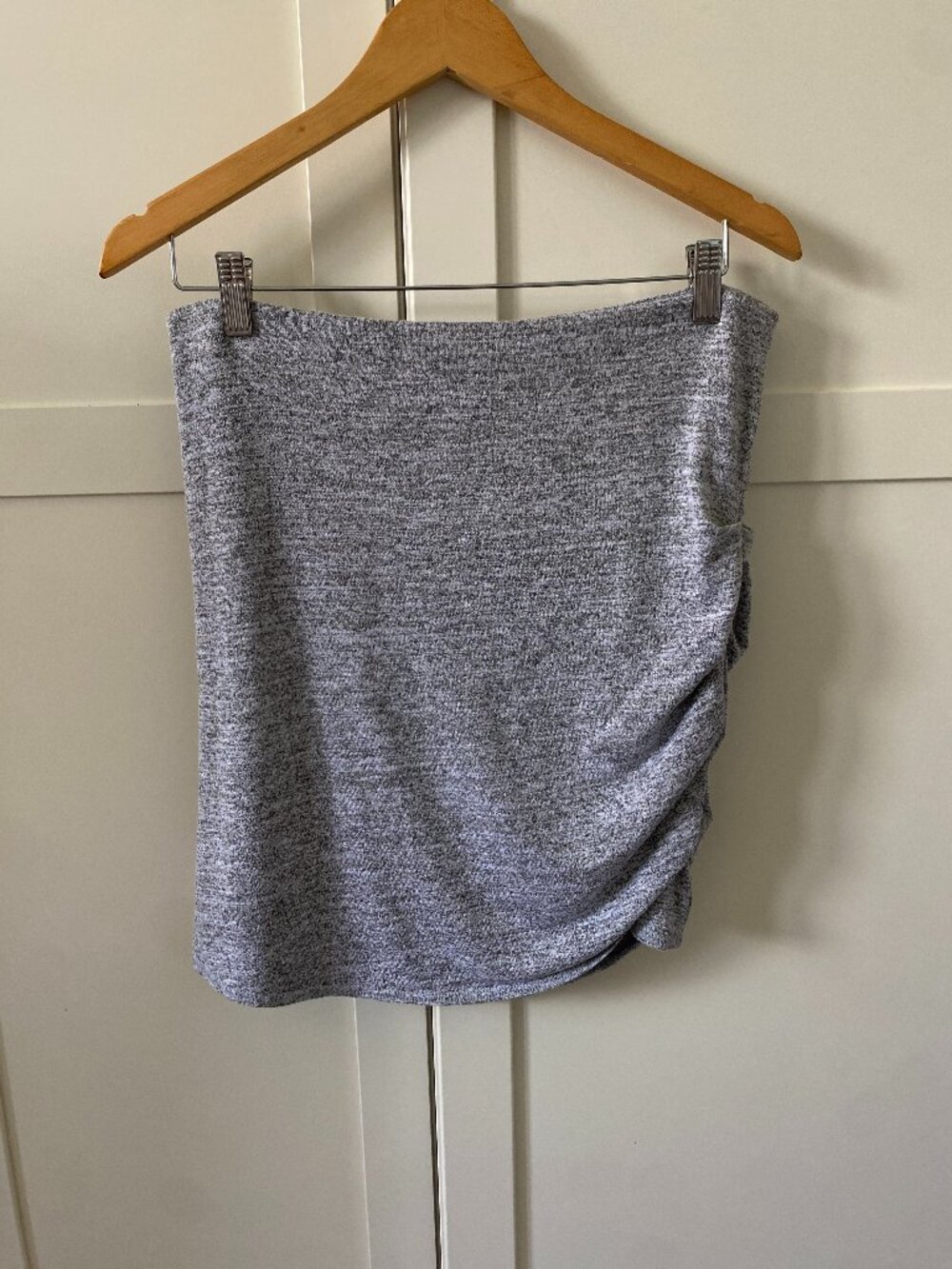 Aritzia Wilfred Free Heather Gray Ruched Side Knit Mini Skirt – Size Large